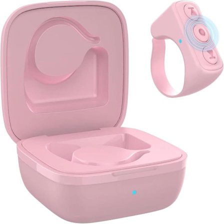 Bluetooth-fjernbetjeningspersonsøger egnet til iPhone, Android, iPad, mobiltelefon, kamera, fjernudløser, selvudløserknap, Bluetooth-ring (pink)
