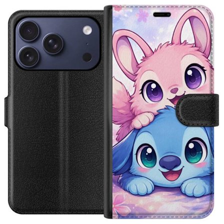 Kompatibel Tegnebogsetui til Apple Apple iPhone 17 Pro Sød kawaii illustration med pink og blå fantasidyr, store øjne og bløde farver perfekt til
