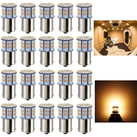 1156 1141 1003 7506 BA15S LED-lampor Varmvit 20-pack, Superljusa 3014 50-SMD LED-ersättningslampor för 12 Volt RV Husbil Släpvagn Båt Bagageutrymme...