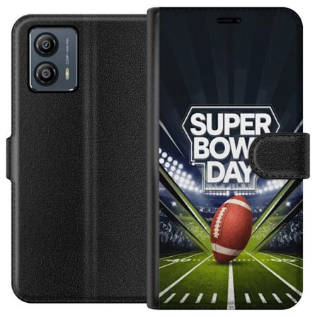 Yhteensopiva Lompakkokotelo Motorola Moto G53 Super Bowl Day juliste, jossa amerikkalainen jalkapallo valaistuksella varustetulla areenalla dramaattis