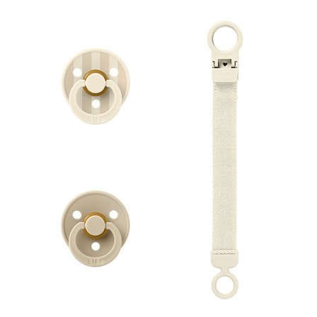 BIBS Pacifier & Clip Gift Set 3 stk. Ivory Size 1, Børn & Forældre, Sutter, Latexsutter
