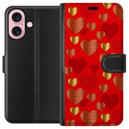 Yhteensopiva Lompakkokotelo Apple Apple iPhone 16 GoldenHearts