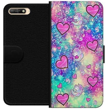 Kompatibel Tegnebogsetui til Huawei Huawei Y6 (2018) Unicorn og Hjerter
