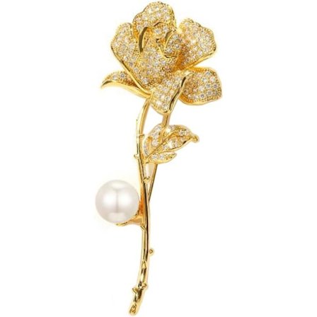 Rhinestone Pearl Rose Broche Nål Rose Blomst Lapel Nål Guld Krystal Blomst Lapel Broche Rose Corsage Nål