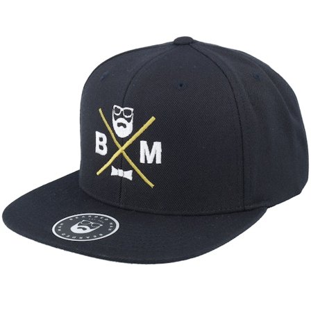 Bearded Man - Svart snapback Keps - BM Cross Black Snapback @ Hatstore