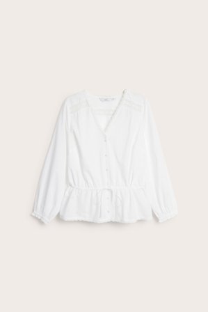 Kappahl | Bluse med snøring i livet Hvit 2XL | Hvit