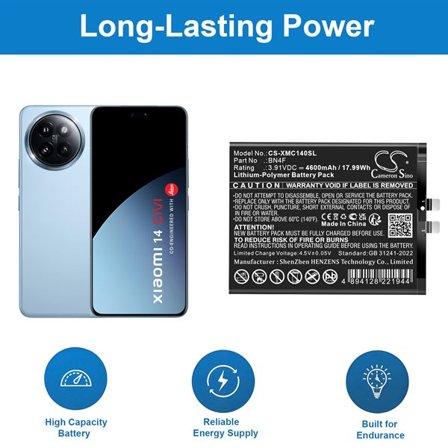 Batteri til SmartPhone, mobil til Xiaomi 14 CIVI, 24053PY09C, 24053PY09I og andre.