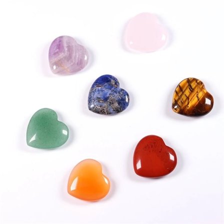 Kristallhjärta 2cm mix av 7 kristaller