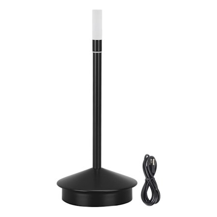 Led-stearinlys med USB Type C, 2000 mAh, genopladelig, trådløs bordlampe i stearinlysform til restaurant, spisebord, sort