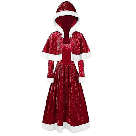 Dame Hette Christmas Skater Fancy Dress Nissekappe Cosplay-kostyme