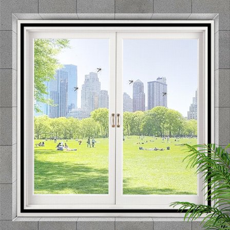 Klippbart myggnett for vinduer, borrelås, 150x180, hvit