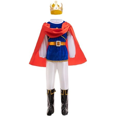 2025 Seneste Model Dressy Daisy Royal Prince Charming Kostume 6-delt Sæt med Krone til Småbørn Drenge Udklædningstøj