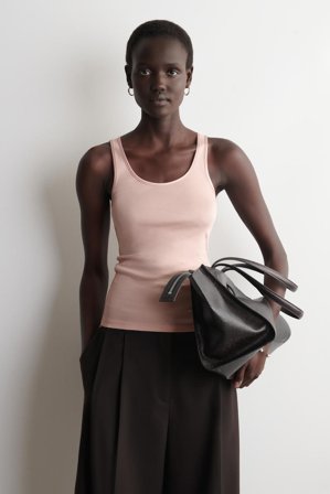 COS Femme Débardeur En Jersey De Coton À Finitions Satinées in Rose