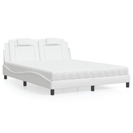 Bed "Viana" with Mattress White 160x200 cm Faux Leather
