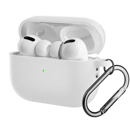 Silikoneskal med karabinhage til Apple AirPods Pro 2 - Hvid
