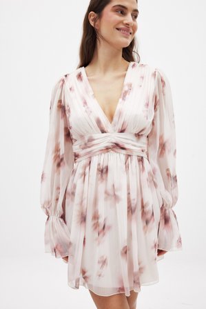 NA-KD - Minikjole med markert liv - Blomstrete kjole - Rosa - EU 40