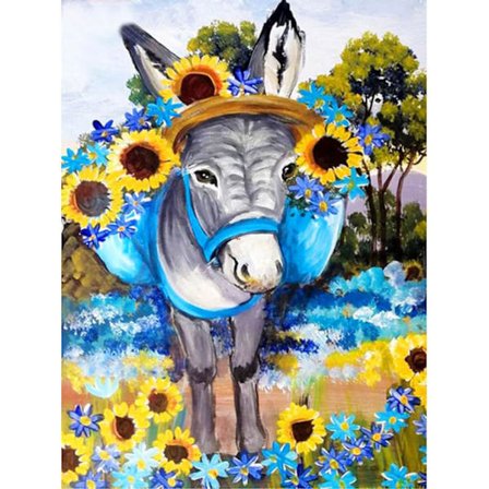 Diamantmaleri-sæt til voksne, DIY-diamantkunst til børn, diamantkunst, fuld diamant 5d diamantprikker hjem vægdekoration solsikkeæsel