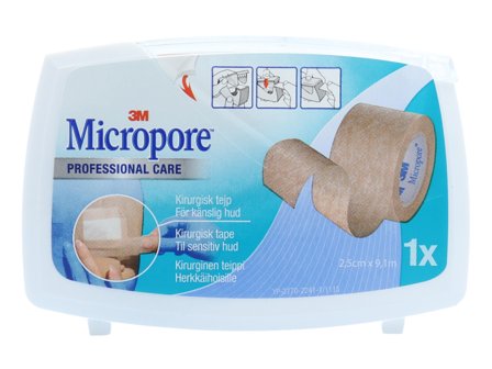3M Micropore Brun Tape 2,5 cm x 9,14 m, 1 stk.