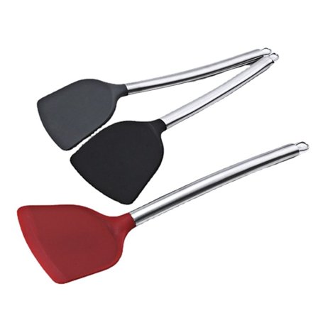 Rustfritt stål håndtak Silikonspatler, Høy varmebestandig til 480°F, Matvarekvalitet Turner, BPA-fri, Spatel for fisk, egg, pannekaker,