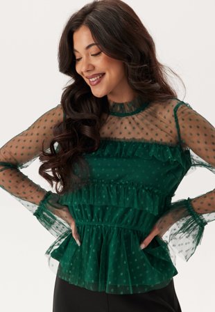 BUBBLEROOM-Dotted Mesh L/S Blouse-40