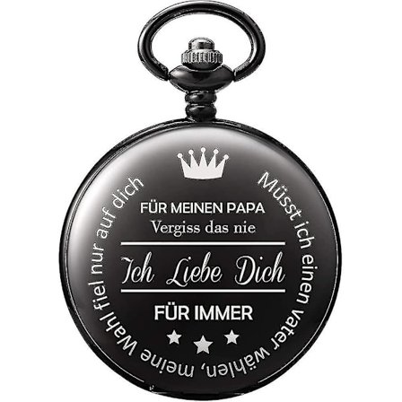 Lommekur med Gravering Kæde Mænd Sort / Bronze Gave Til Fødselsdag Fars