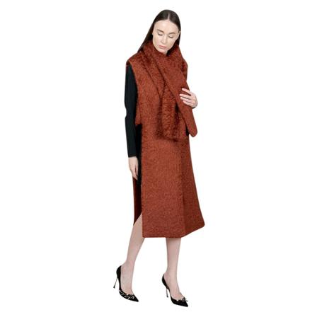 Erika Cavallini, Long Sleeveless Mohair Coat Bruin, Dames, Maat:L