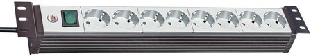 Brennenstuhl Premium-Line - Flerkoplingslist (kan monteres i rack) - utgangskontakter: 8 (strøm) - 1.5U - 19" - 3 m - svart, lysegrå