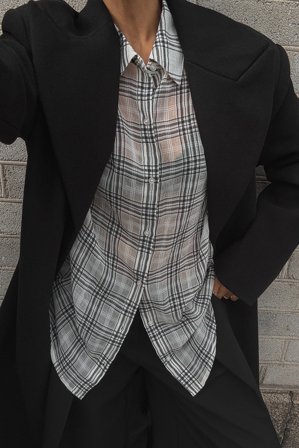 Janka Polliani x NA-KD Chemise oversize vichy en seersucker - - CheckeRouge - EU 38