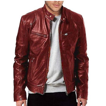 Herre Faux Læderjakke, Vindtæt Motorcykel Bomberjakke