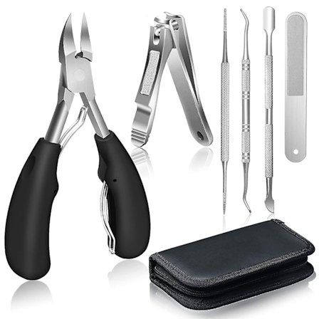 Negleklipper til tykke negle og indgroede negle til seniorer - Negleklipper med blødt greb i rustfrit stål med neglefil