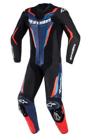 Tuta In Pelle Moto Alpinestars GP Force V2 1Pc Nero/Blu/Rosso Fluo 52