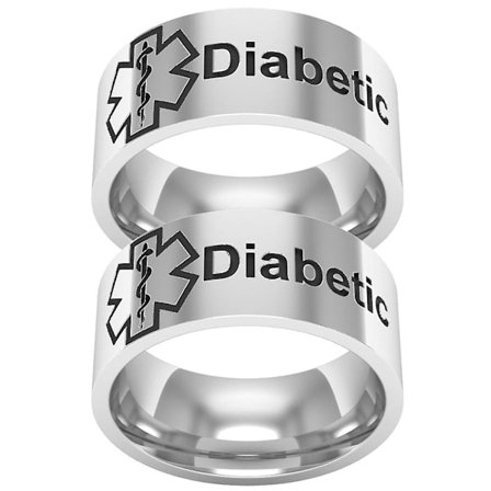 Medisinsk tilstandsalarm Diabetes Titan Unisex Band Finger Ring Smykke Gave