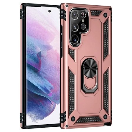 Stötsäkert Skal med Stötfångare och Metallring för Samsung Galaxy S24 S23 S22 Ultra S21 S20 FE S10 S9 S8 Plus Note 20 10 5G