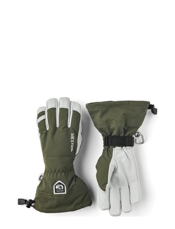 Hestra Army Leather Heli Ski - 5 Finger Navy - Green - 7