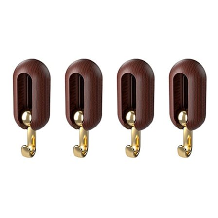 4 stk. selvklæbende kroge - Multifunktionel, moderne minimalisme, stærk bæreevne, vægmonterede knager i valnød