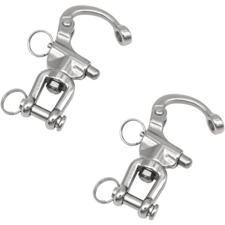 2 stk. Svingbare Snap-Sjakler i Rustfrit Stål - Hurtigudløsning Snap-Krog Svingbar Snap-Krog til Sejlbåd Halyard