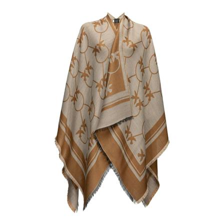 Pinko, Podor 2 Poncho Jacquard Bruin, Dames, Maat:ONE Size