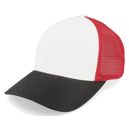 Equip - Wit trucker Cap - White/Scarlet Trucker @ Hatstore