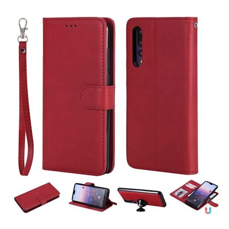 Huawei P20 Pro löstagbart läderfodral - Röd