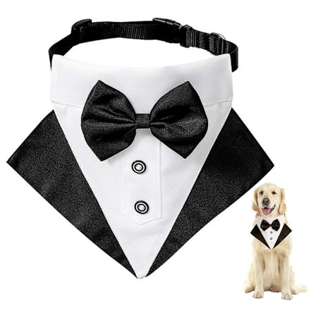 Hund Smoking Bandana Krage, Formell Bröllopsfest Hund Bröllop Bandana, Justerbar Slips Husdjurskostym Fluga Bandana för Bröllopsfödelsedagskostymer