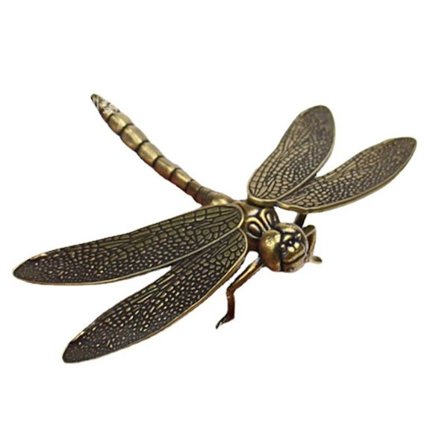 Mini Kobber Dragonfly Støbning Dyrefigur Retro Stil Metal Skulptur Hjem Desktops Håndværk Dekoration