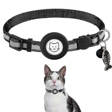 Airtag Katt Halsband, Reflex Air Tag Katt Halsband Med Klocka Och Fiskbenspenna