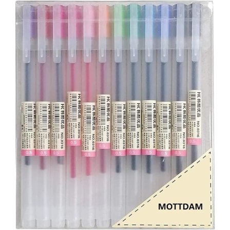 12 stk. Kreative Gel Penner 0,5 mm Fargeblekk Penner Skrivesaker Skolekontorrekvisita, Fine Point Penner Kulepenn for Kontor Skole