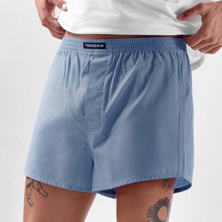 AirFeel | Light Blue Loose-fit Encased Cotton Boxers for Men - Woven Boxers