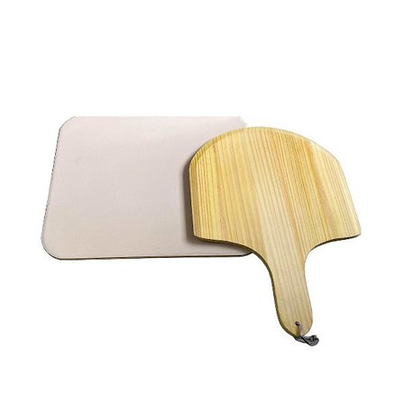 Rund Pizzabräda i Trä med Handgjord Pizzaform i Sten, Pizza Sten, Skärbräda, Serveringsfat, Pizzakaka