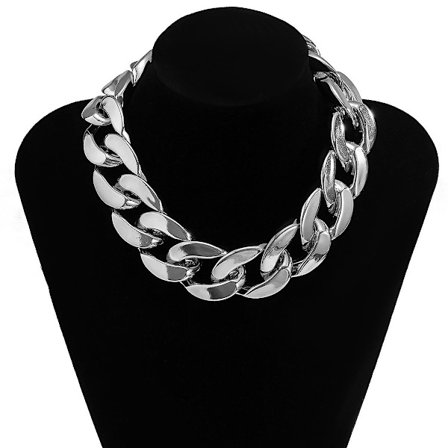 Punk kubansk länk kedja choker halsband guld lätt chunky oval länk kedja halsband statement hip hop smycken