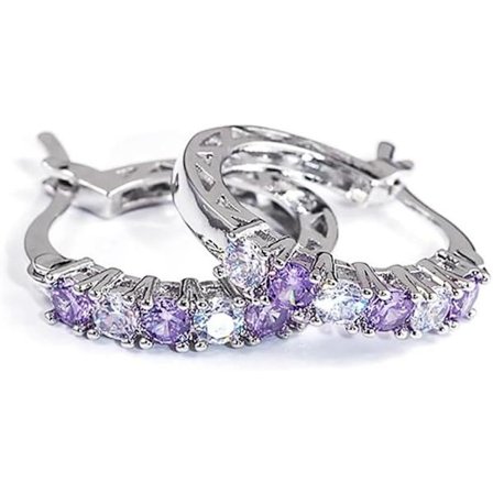 Lilla zirkon-kreoløreringer for kvinner, sølv