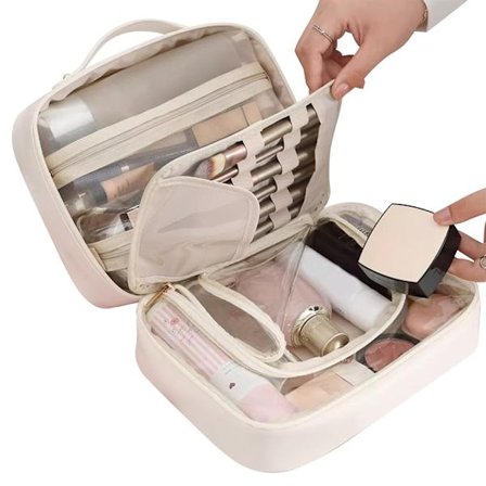 Reisekosmetikkveske, kosmetikkoppbevaringsveske, bærbar toalettmappe, kosmetikkveske med stor kapasitet, kosmetikkveske