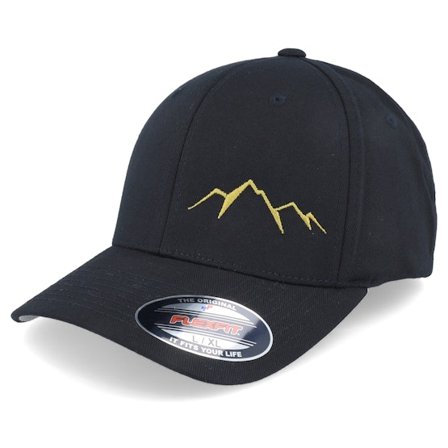 Wild Spirit - Small Mountain Gold/Black Flexfit Flexfit Black Cap - @ Hatstore