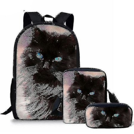 Djur Katt Tryck 3 st Flicka Pojke Skolväska Barn Kindergarten Ryggsäck Japansk Skolväska Student Bokväskor Barn Ryggsäck SHZNV
